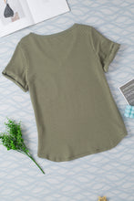 Load image into Gallery viewer, Laurel Green Twist Short Sleeve Corded V Neck Top