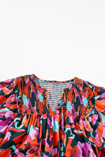 Load image into Gallery viewer, Red Dahlia Abstract Floral Shirred Detail Puff Sleeve Blouse