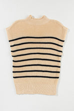 Load image into Gallery viewer, Parchment Striped Ribbed Knit High Neck Sweater