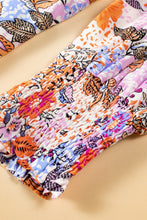 Load image into Gallery viewer, Multicolour Floral Bishop Sleeve Frilled Round Neck Blouse