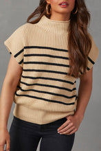 Load image into Gallery viewer, Parchment Striped Ribbed Knit High Neck Sweater