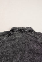 Load image into Gallery viewer, Medium Grey Mineral Wash Ruffled Short Sleeve Buttoned Denim Dress