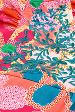 Load image into Gallery viewer, Pink Embroidered Detail Floral Print Ruffle Trim Tank Top