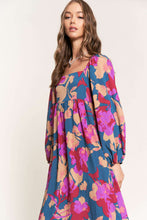 Load image into Gallery viewer, Multicolour Floral Print Square Neck Ruffled High Waist Dress