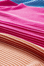 Load image into Gallery viewer, Rose Red Textured Colorblock Crew Neck T Shirt