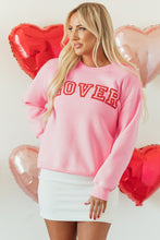 Load image into Gallery viewer, Pink LOVER Puff Print Drop Shoulder Pullover Sweatshirt