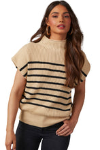 Load image into Gallery viewer, Parchment Striped Ribbed Knit High Neck Sweater