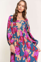 Load image into Gallery viewer, Multicolour Floral Print Square Neck Ruffled High Waist Dress