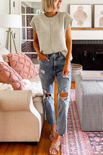 Load image into Gallery viewer, Oatmeal Solid Color Cap Sleeve Knitted Sweater