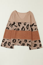 Load image into Gallery viewer, Leopard Colorblock Patchwork V-Neck Loose Sleeve Knit Top