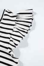 Load image into Gallery viewer, Pink Stripe Butterfly Sleeve V Neck Hollowed Knot Back T Shirt