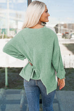 Load image into Gallery viewer, Light French Beige Colorblock Stitching Irregular Hem Long Sleeve Top