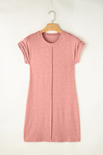 Load image into Gallery viewer, Light French Beige Center Seam Rolled Cuffs T-shirt Dress