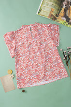 Load image into Gallery viewer, Pink Plus Size Floral Print Ruffled Sleeve Frilled Neck Blouse