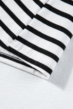 Load image into Gallery viewer, Pink Stripe Butterfly Sleeve V Neck Hollowed Knot Back T Shirt