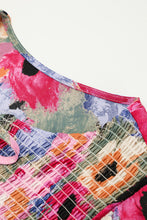 Load image into Gallery viewer, Multicolour Floral Tie Neck Bubble Sleeve Shift Dress