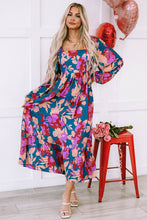 Load image into Gallery viewer, Multicolour Floral Print Square Neck Ruffled High Waist Dress