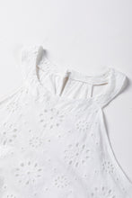 Cargar imagen en el visor de la galería, White Boho Eyelet Pattern Halter Neck Sleeveless Dress