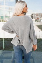 Load image into Gallery viewer, Light French Beige Colorblock Stitching Irregular Hem Long Sleeve Top