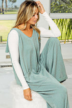 Load image into Gallery viewer, Moonlight Jade Corded Tie Straps V Neck Wide Leg Jumpsuit