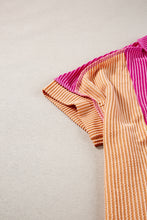 Load image into Gallery viewer, Rose Red Textured Colorblock Crew Neck T Shirt