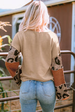 Load image into Gallery viewer, Leopard Colorblock Patchwork V-Neck Loose Sleeve Knit Top