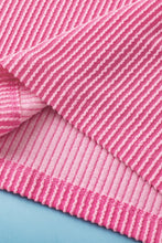 Load image into Gallery viewer, Rose Red Color Block Patch Pocket Corded V Neck Tee