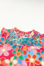 Load image into Gallery viewer, Pink Embroidered Detail Floral Print Ruffle Trim Tank Top