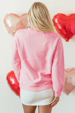 Load image into Gallery viewer, Pink LOVER Puff Print Drop Shoulder Pullover Sweatshirt