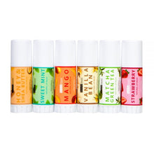 Load image into Gallery viewer, -Natural Lip Balm formulated with natural extracts for smooth &amp; moisturized lips. -6 Flavors in Display: Honey &amp; Shea Butter, Sweet Mint, Mango, Vanilla Bean, Matcha Green Tea, Strawberry. The best price and deal w/ Bonitawholesale.com

