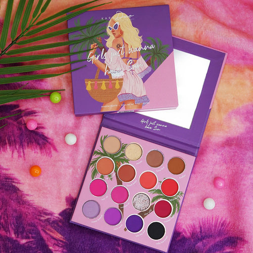 -Tan lines and good vibes are all your going to get with “Girls Just Wanna Have Sun” -This palette is perfect for our #KaraBabes that want a variety of soft browns and bold bright colors! -So you can easily go from soft & bronzed to bright & bold! -Girls Just Wanna Have Sun also includes 14 matte shades, 1 creamy shimmer, & 1 pressed glitter. -This palette is compact in size & includes a mirror perfect for on the go! The best price and deal w/ Bonitawholesale.com