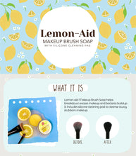 Load image into Gallery viewer, Lemon Aid Makeup Brush Soap Helps Breakdown excess makeup and bacteria buildup. It Include silicone cleaning pad to cleanse away stubborn makeup. The best price, deal and quality w/ Bonitawholesale.com
