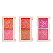 Load image into Gallery viewer, Amuse Rose Petals Blush Duo-Features all your essential sun-kissed bronzed look needs in one easy to carry package. Amuse is a cruelty-free brand Mineralized Duo Glow. Extremely pigmented powder blush. Soft and silky formula, long wearing. Peachy Orange/Pink Pinky Brown/Brick Red Pink/Dark Pink The best price and deal w/ Bonitawholesale.com