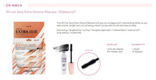 Load image into Gallery viewer, Amor US- CONMCD : All-Out Sexy Extra Volume Mascara 1DZ This Display box has 1 dz = 12 pcs This All-Out Sexy Mascara will give you budge-proof, mesmerizing lashes as you add volume, length and curl achieving instant curves with its soft and wavy bristles. Amplify your eyelashes with this lash plumping, smudge-proof, water-proof mascara featuring a hourglass shaped brush designed to cover each lash with intense black formula without flaking or clumping for comfortable all-day wear. Color is Black. The be
