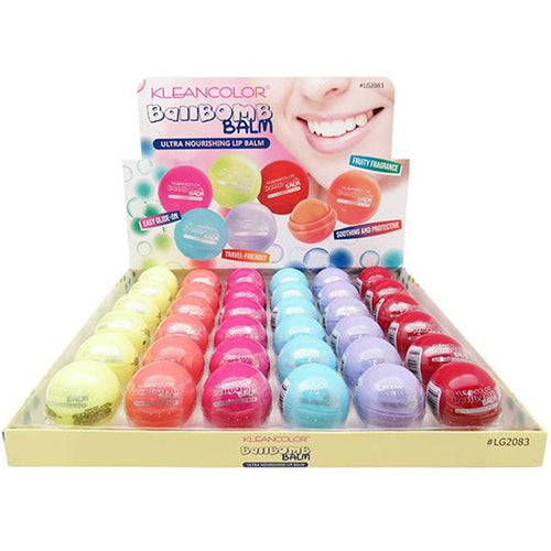 KleanColor's BallBomb Balm features the ball shaped applicator to make it easy to glide onto lips. Each balm has its own matching fruity fragrance. On-the-go size makes it travel-friendly and easy to carry in the purse. A nourishing, hydrating formula soothes and protects lips all day long. The best price and deal w/ Bonitawholesale.com