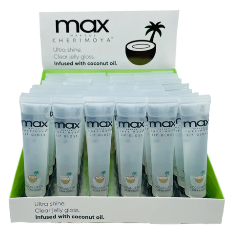 Cherimoya -MLC8289-P : MAX Lip Gloss-Ultra Shine Clear Jelly Gloss/Coconut Oil 4 DZ.  The Best price and deal w/ Bonitawholesale.com !!!