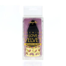 Load image into Gallery viewer, Amor US- MSBK2 Love Velvet Premium Sponge &amp; Holder 1DZ This Display bag has 1 dz = 12 pcs  This Love Velvet Makeup Blending Sponge is designed to give you a seamless, streak-free makeup application. Comes in 12 pcs (1dz) in all black Color, individually packaged. Also includes unique gold love holder for each sponge.  Or if you want the sponge only, please refer to MS-BK. The best deal and price w/ Bonitawholesale.com !!!
