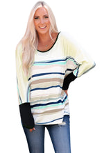 Load image into Gallery viewer, Multicolor Striped Color Block Loose Fit Long Sleeve Top
