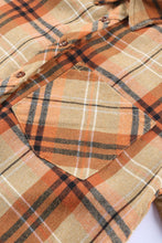 Load image into Gallery viewer, Orange Plaid Pocket Buttoned Long Sleeve Shirt
