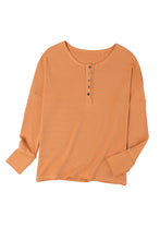 Load image into Gallery viewer, Orange Waffle Knit Henley Top
