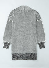 将图片加载到图库查看器，Gray Plaid Knitted Long Open Front Cardigan
