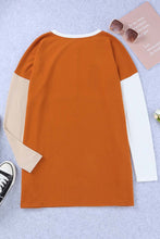 Load image into Gallery viewer, Orange Pocketed Color Block Patchwork Long Sleeve Top
