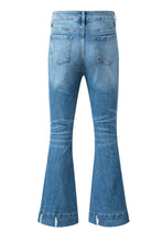 Load image into Gallery viewer, Sky Blue Slight Distressed Medium Wash Flare Jeans
