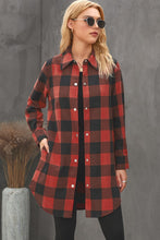 将图片加载到图库查看器，Brown Turn-down Collar Plaid Shirt Coat
