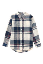 将图片加载到图库查看器，Blue Distressed Raw Edge Plaid Print Shirt
