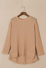 将图片加载到图库查看器，Gray Waffle Knit High Slits Oversized Top
