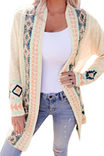 将图片加载到图库查看器，Apricot  Aztec Print Open Front Cardigan
