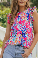 Load image into Gallery viewer, Rose Floral Print Tank Top with Ruffles
