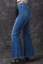 将图片加载到图库查看器，Blue Elastic High Waist Flare Jeans
