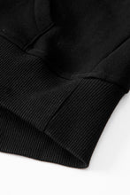 将图片加载到图库查看器，Black Fleece Lined Zip Up Stand Collar Thumbhole Sleeve Sweatshirt
